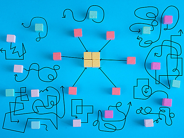 colourful blocks and lines suggesting organisational structure